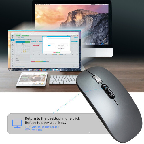 M103 2.4G+BT5.1 Wireless Mouse Ergonomic 3-Gear DPI 500mAh Grey 2