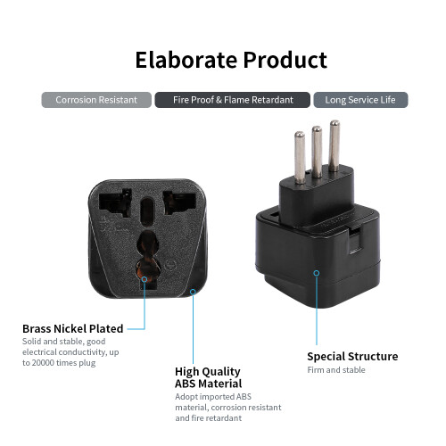 Italien-Steckeradapter UK/US/EU/AU (Schwarz) 2
