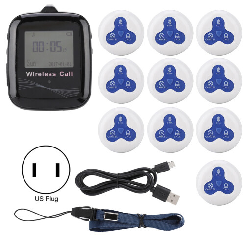 Restaurant-Pagersystem Schwarz Mobilempfänger 10 Weiß Blau Silikon