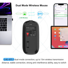 M103 2.4G+BT5.1 Wireless Mouse Ergonomic 3-Gear DPI 500mAh Grey