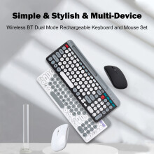 Dual-mode Wireless Keyboard Mouse 2.4G BT5.0 Rechargeable