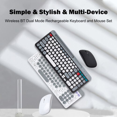 Dual-mode Wireless Keyboard Mouse 2.4G BT5.0 Rechargeable