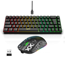 K68 RGB Mini Gaming Keyboard Mouse Combo 2.4G Wireless 3600DPI RGB