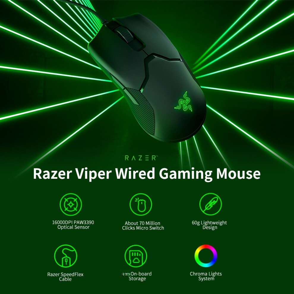 Razer Viper Wired Gaming Mouse 16000Dpi Rgb Light 609610640158