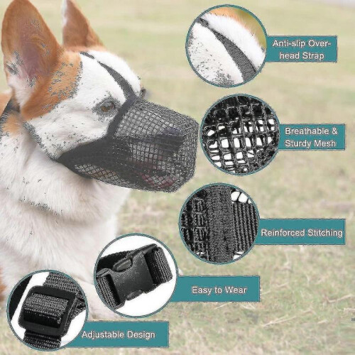 (XL,Black)Dog Muzzle With Adjustable Straps, Soft Mesh Covered Muzzles For Small Medium Large Dogs Tw 1