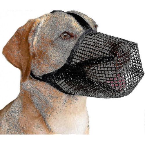 (M,Black)Dog Muzzle With Adjustable Straps, Soft Mesh Covered Muzzles For Small Medium Large Dogs Tw