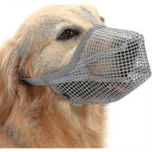 (S,Gray)Dog Muzzle With Adjustable Straps, Soft Mesh Covered Muzzles For Small Medium Large Dogs Tw