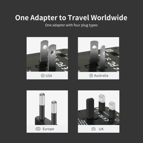 Universal-Reiseadapter für 150+ Länder UK/US/EU/AU (Schwarz) 2