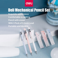 Deli Mechanical Pencil Set 3x 0.5mm Lead Refills