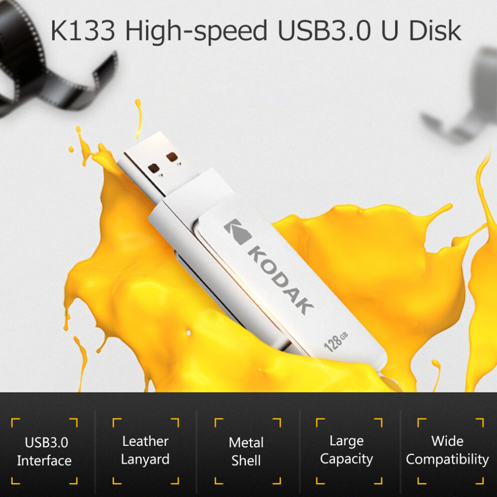 Kodak K133 32G Metal Usb Flash Drive Waterproof Usb3.0 Silver 609610649854