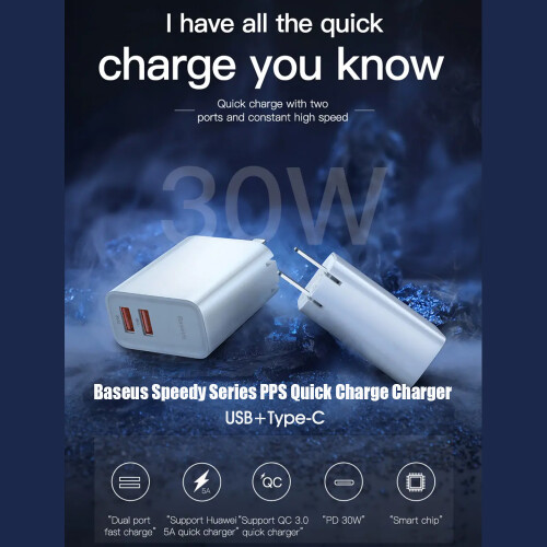 Baseus 30W PD USB-C Ladegerät faltbar Dual-Port