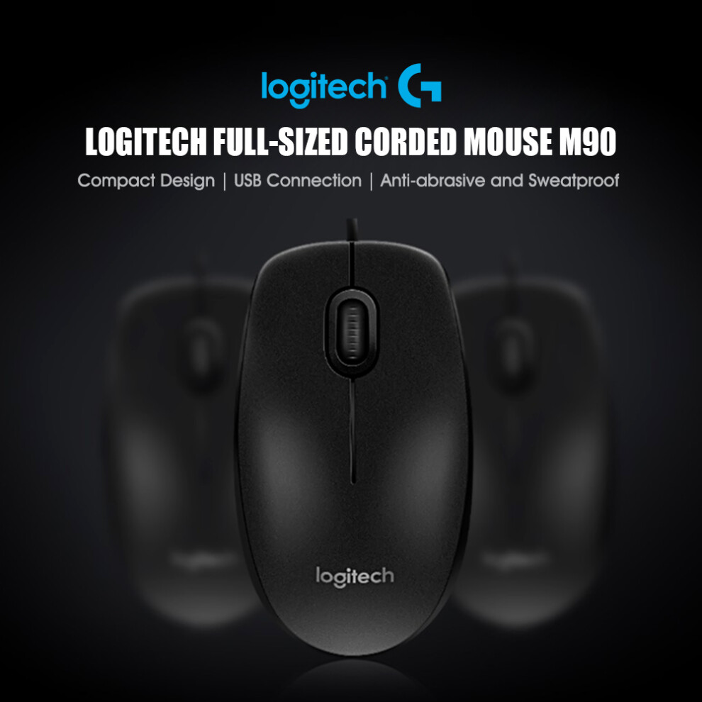 Logitech M90 Corded Mouse 1000Dpi Full-Size Office Pc Laptop 609610629801