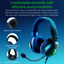 Razer V3 RGB Wired USB Gaming Headset 50mm Driver Detachable Mic