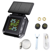 Solar-TPMS-Reifendruckmesser, drahtlos, 2 wasserdichte Sensoren