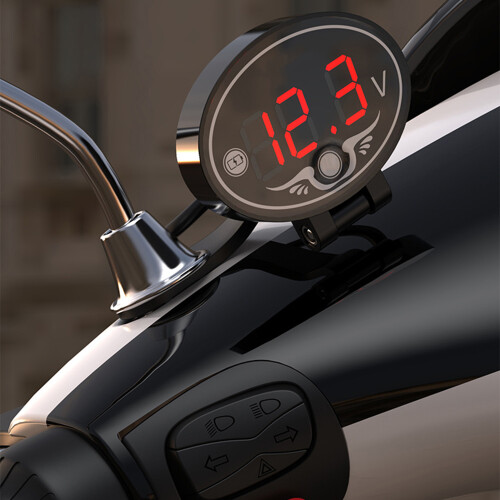 12V Motorcycle Voltmeter Waterproof LED Digital Display 1