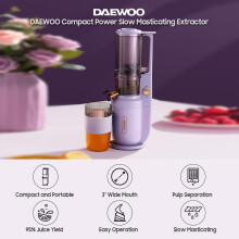DAEWOO compact slow juicer 95% yield 3'' mouth BPA-free 220V
