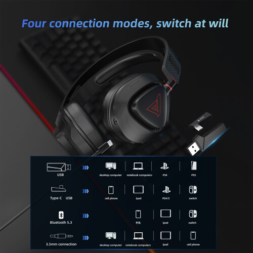 TAIOU BT5.3 2.4G Wireless Gaming Headset 3Mic Lightweight 1