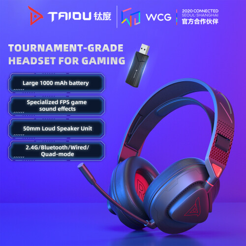 TAIOU BT5.3 2.4G Wireless Gaming Headset 3Mic Lightweight