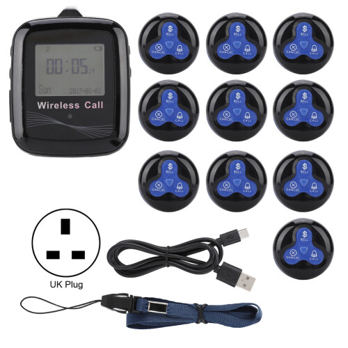 Restaurant Paging System Black Mobile Receiver 10 Black Blue Silicone
