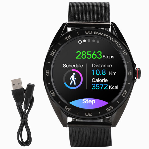 K7 1,3 Zoll Touch Sport Smart Armband Herzfrequenz Schwarz