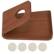 Tragbarer Holz-Handy-Ständer mit 4 Anti-Rutsch-Pads Schwarz-Eiche