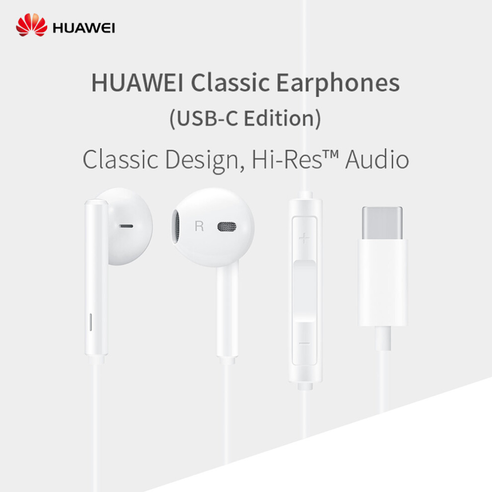 Huawei Cm33 Usb-C Half In-Ear Wired Headphones Mic Volume Control 609610637097