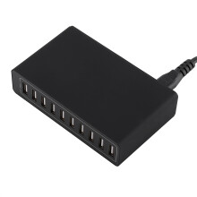 10-Port USB-Ladegerät 60W Wandladegerät Schwarz