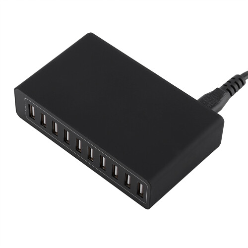 10-Port USB-Ladegerät 60W Wandladegerät Schwarz