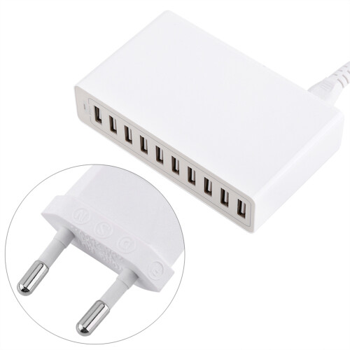 10-Port-USB-Ladegerät 60W 10A Wandladegerät Weiß 2