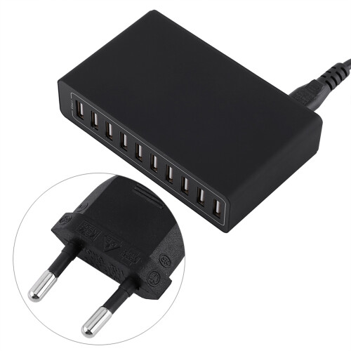 10-Port-USB-Ladegerät 60W 12A Wandladegerät Schwarz 2
