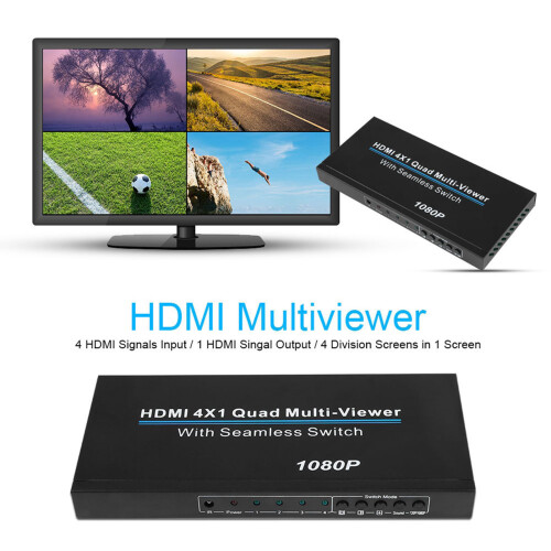 4-in-1 1080P HDMI-Multiviewer Quad-Screen HDMI1.3a 2