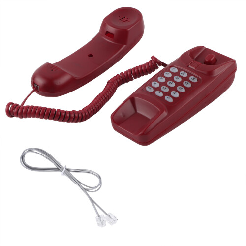 Wall Mount Landline Phone No Caller ID Red