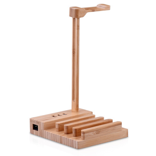 Universaler Holz-Kopfhörerständer mit Ladefunktion 1