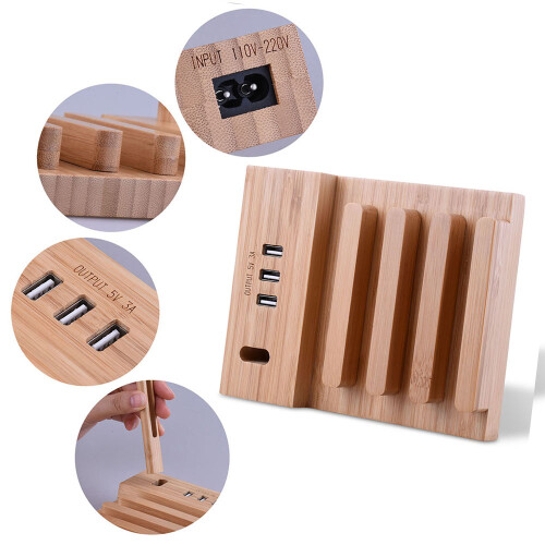 Universaler Holz-Kopfhörerständer mit Ladefunktion 2