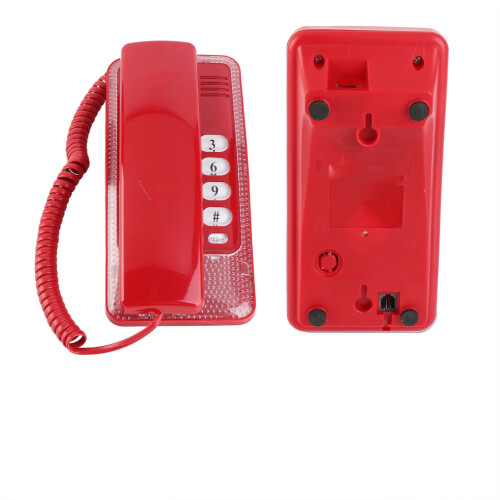 Wall Mount Landline Phone No Caller ID (Red) 2