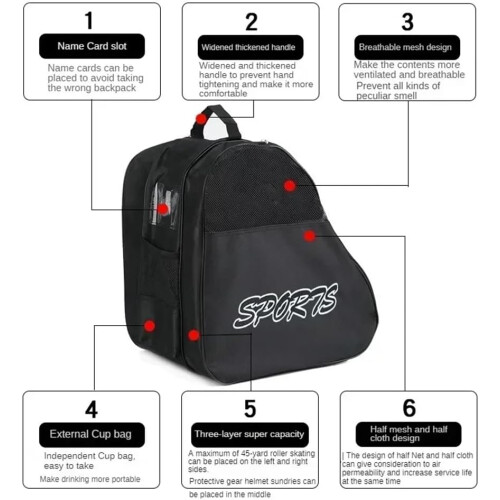 Roller Skating Bag Red Breathable Storage Case For Roller Skates And Speed Skates 2