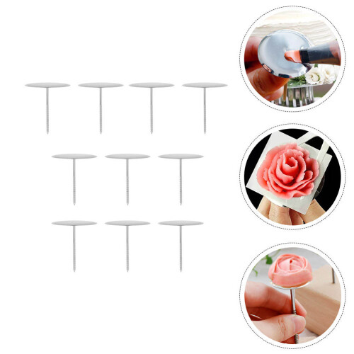 10 backstäbchen blüten nägel kuchendekoration silber 1