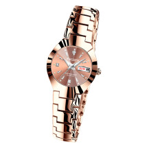 (【 Women's Style 】 Coffee color - coffee noodles) Korean version simple and fashionable tungsten steel color women's student watch, men's and women's expression couple ultra-thin quartz watch