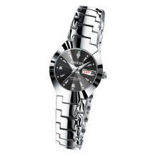 (【 Women's Style 】 White steel - black surface) Korean version simple and fashionable tungsten steel color women's student watch, men's and women's expression couple ultra-thin quartz watch