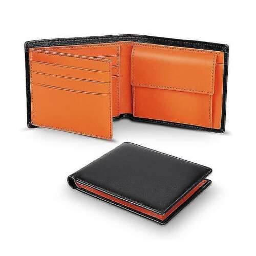 100% Genuine Leather Rfid Blocking Slim Trifold Men Wallets with Coin Pocket