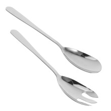 2Pcs Stainless Steel Salad Serving Set Fork And Spoon Kitchen Utensil