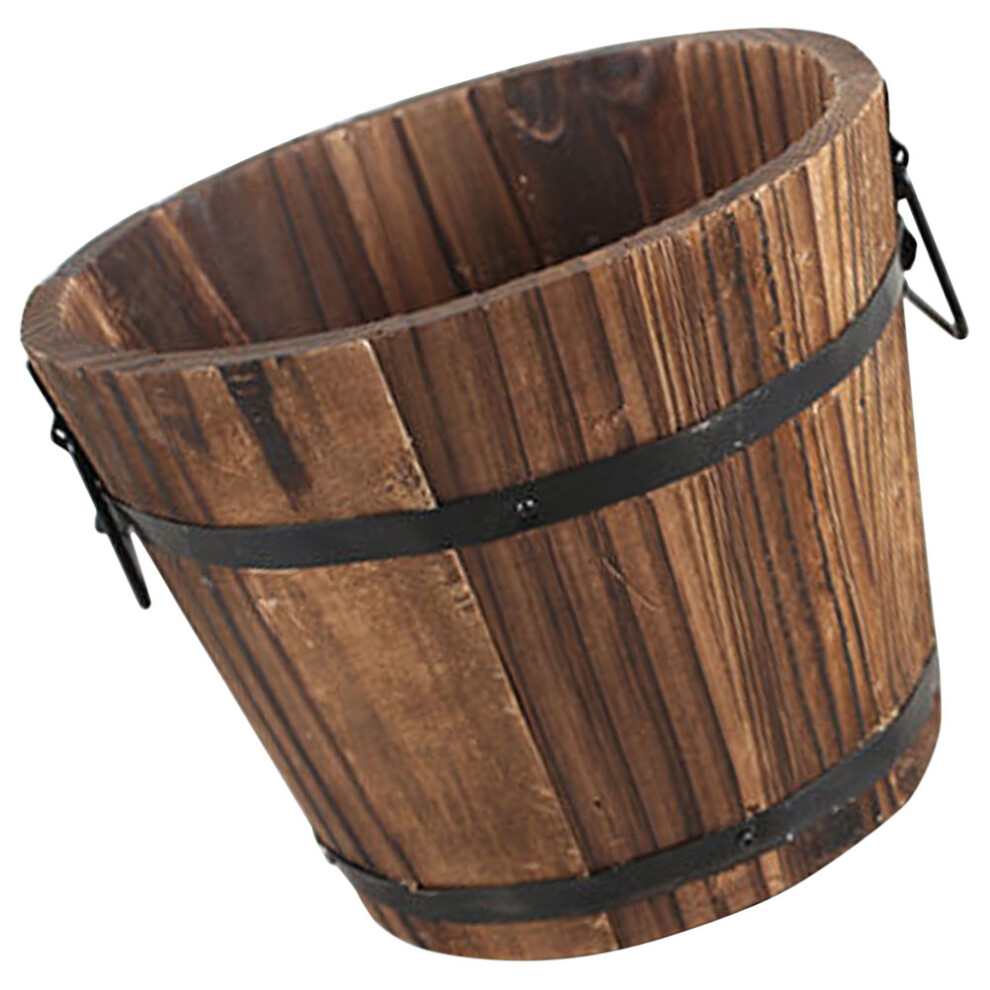wooden flower bucket rustic planter for succulents and garden use-image-OPC-PKVD5CS-NEW