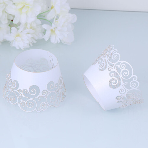 60 Pcs Cupcake Wrappers Hollow Pattern High Temp Resistance White 2