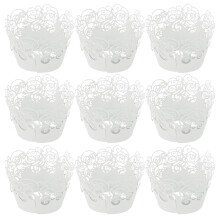 60 Pcs Cupcake Wrappers Hollow Pattern High Temp Resistance White