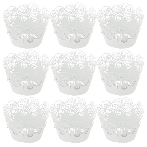 60 Pcs Cupcake Wrappers Hollow Pattern High Temp Resistance White