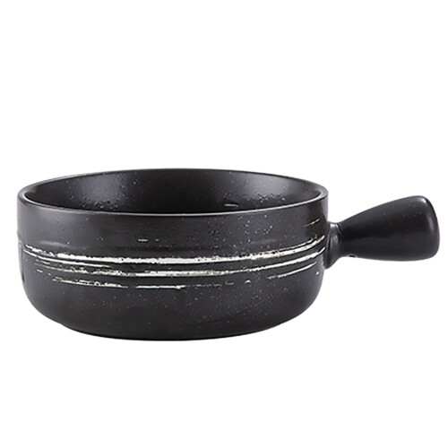 1 Pc Ceramic Baking Bowl With Handle For Rice Milk Kitchen Use