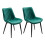 Living And Home 2Pcs Green Velvet Upholstered Dining Chairs 2