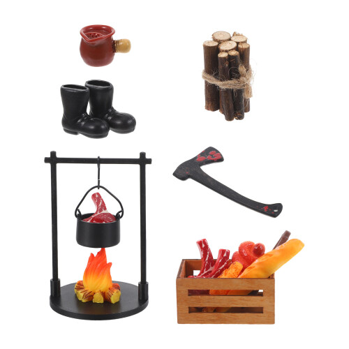 Set Mini Campeggio Con Sospesa, Resina, Cibo