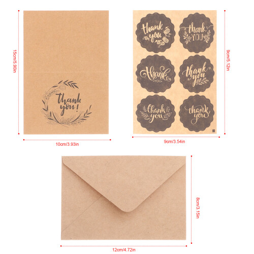 16 Sets Bedankkaartsticker Bulk Kraftpapier 1