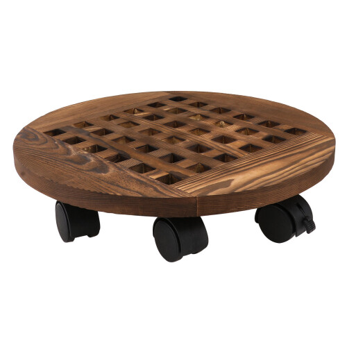 Plataforma Redonda De Madeira Com Base Removível Para Vaso De Plantas